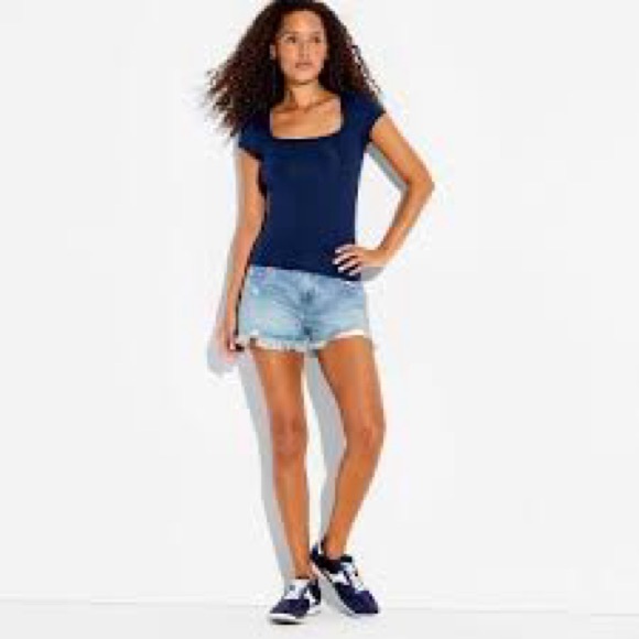 wild fable Tops - Wild Fable- Scoop Neck Short Sleeve Tee- Navy - XL | Basic Tee